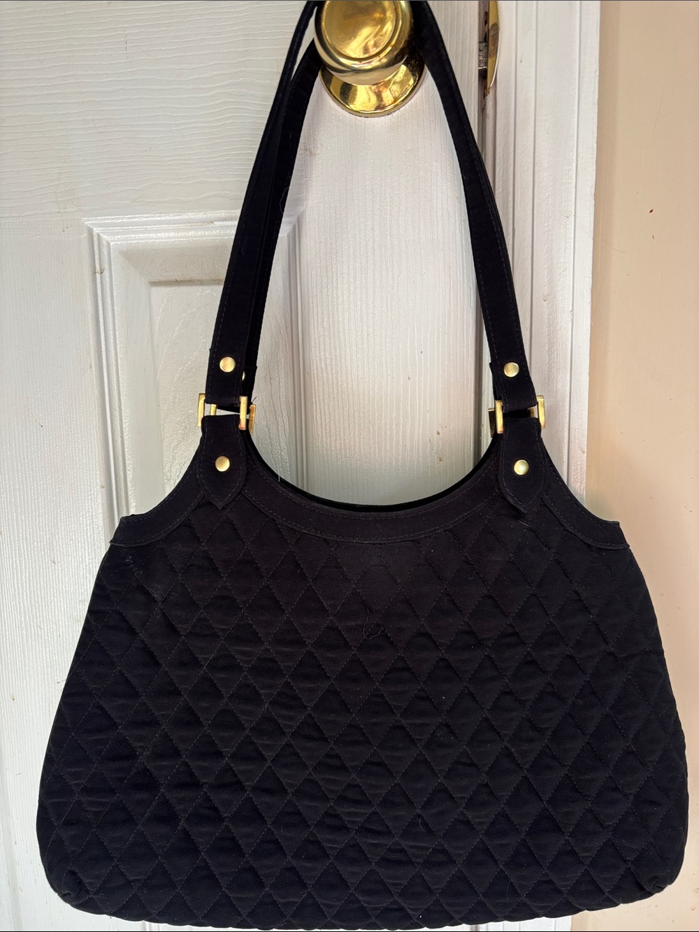 Vera Bradley Black Quilted Shoulder Bag with Gold Accents - Picture 7 of 8